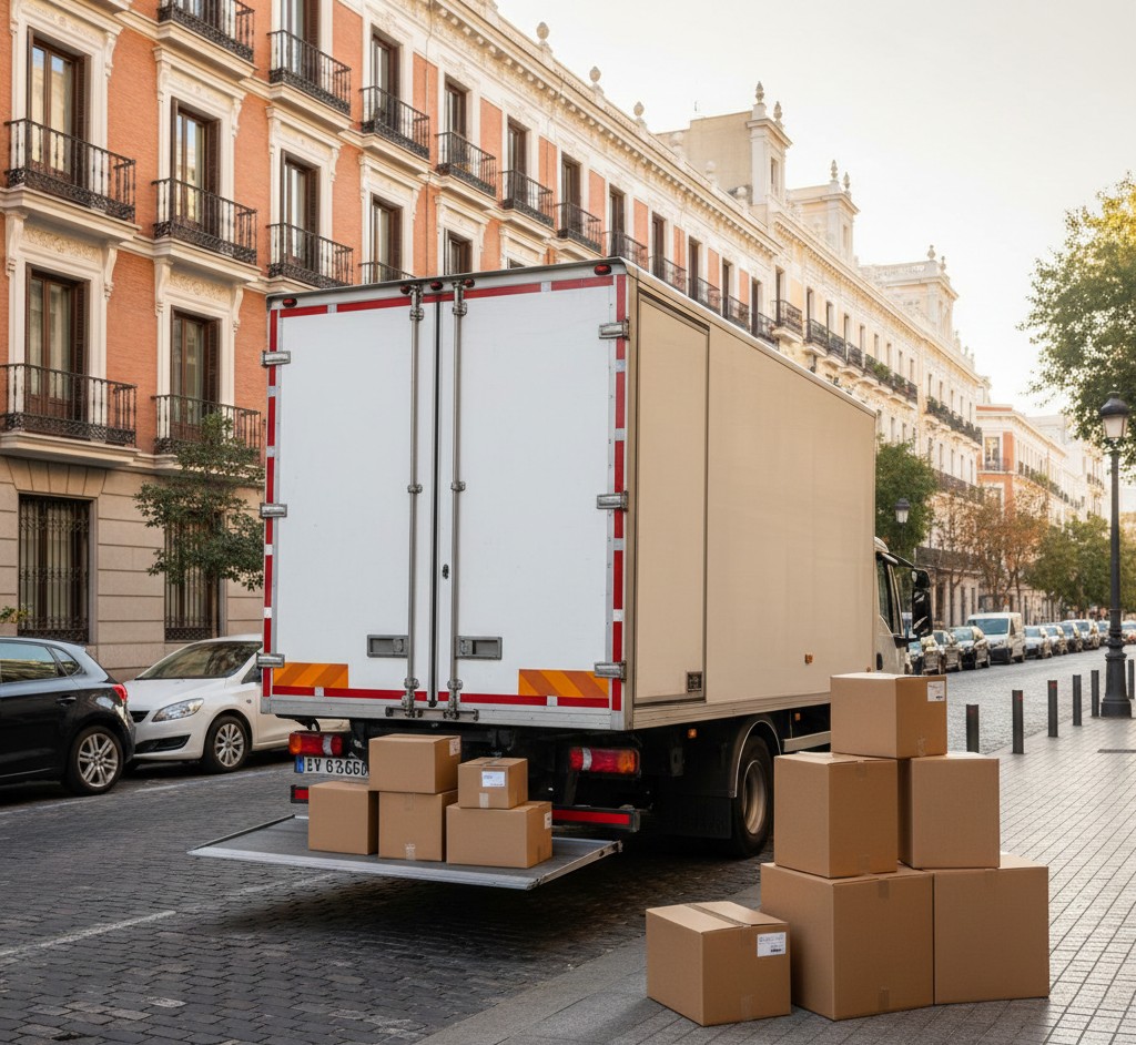 Chargement d un camion, mobilier protégé