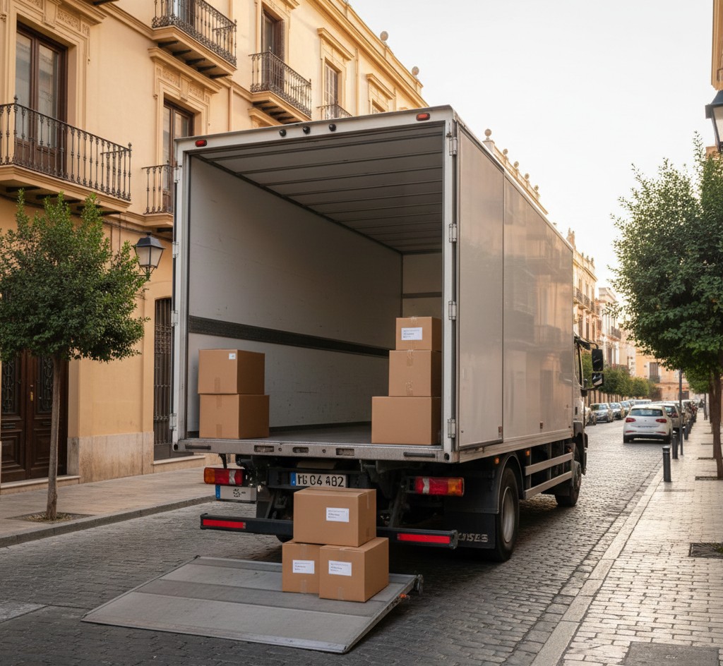 Chargement d un camion pour un déménagement Paris-Marbella