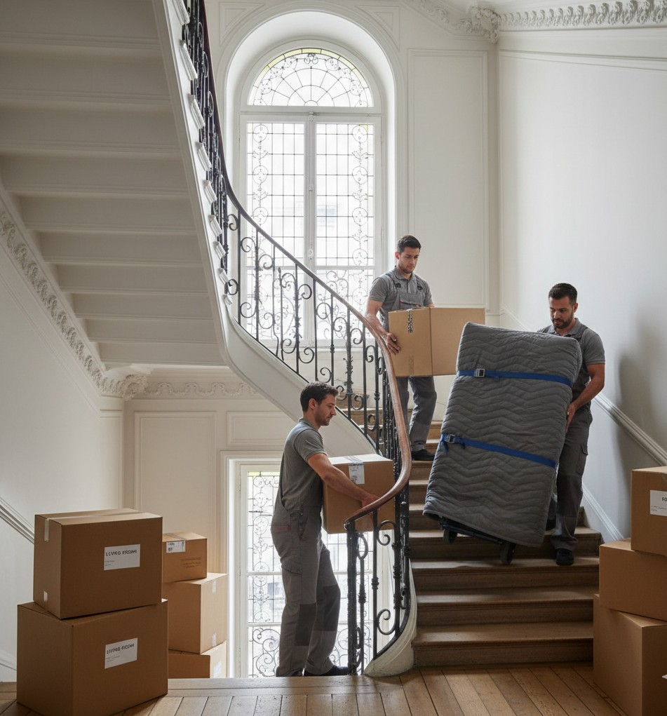Chargement d un camion, mobilier protégé
