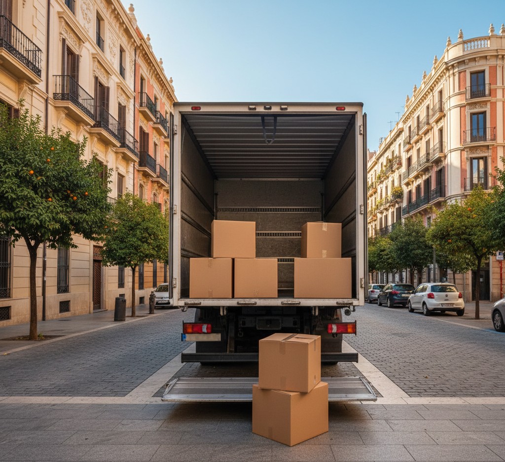 Chargement d un camion, mobilier protégé