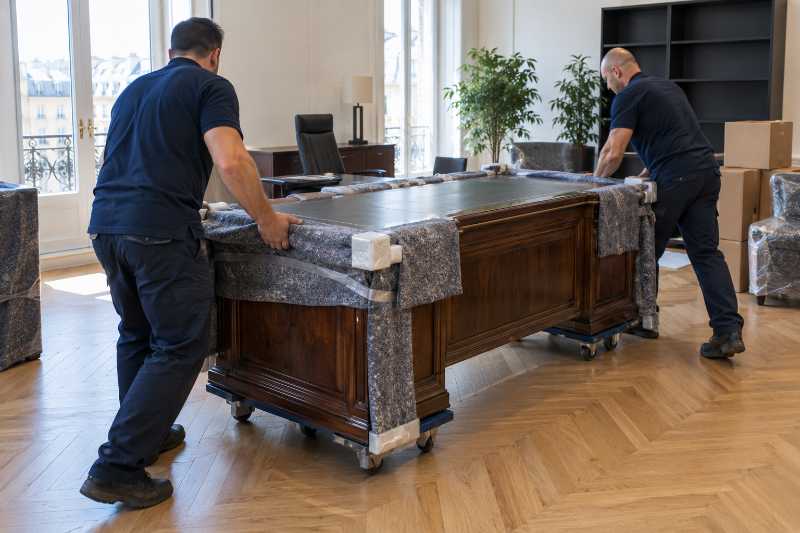 Bureau de direction protégé sous couvertures, départ de Paris 14e